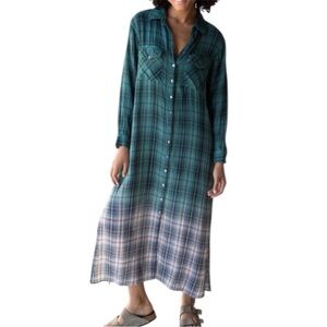 NATURAL LIFE Brooke Maxi Shirt Dress Teal Ombre S